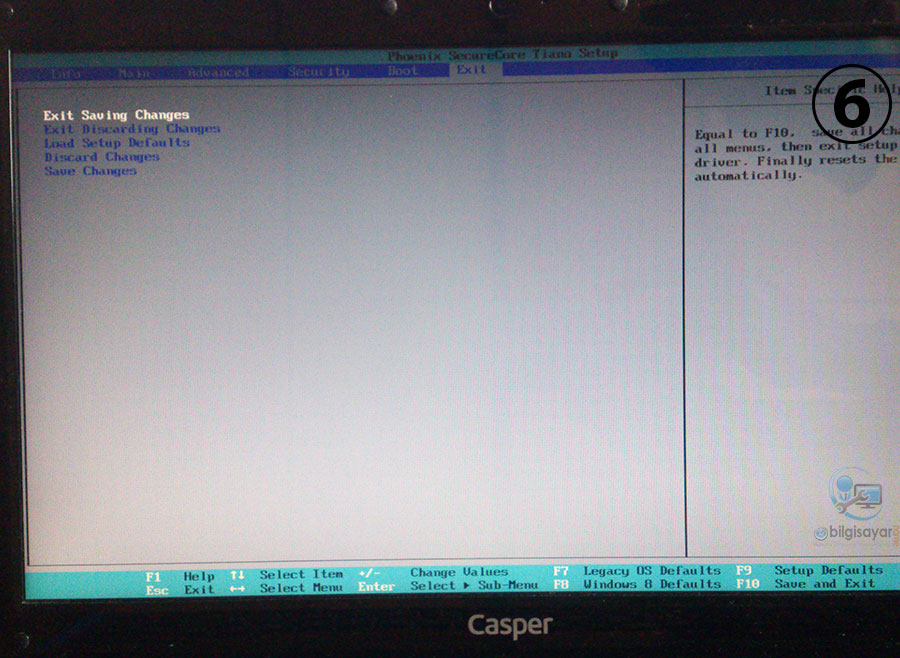 Casper Nirvana NB 15.6 Windows Kurma - Exit Sekmesi