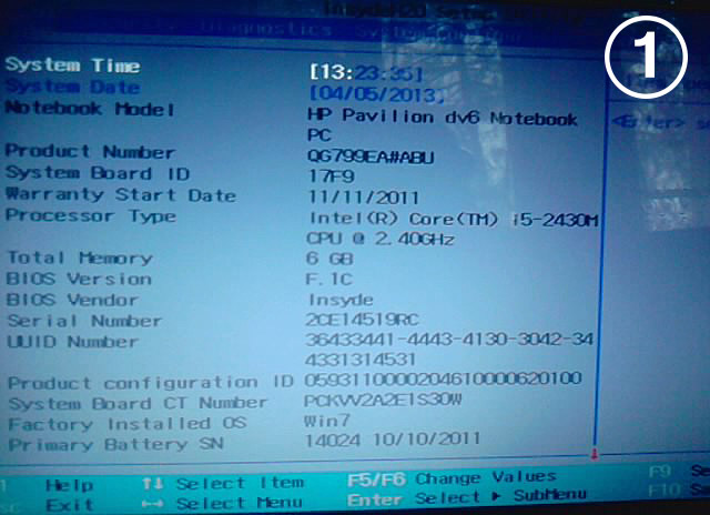 HP Pavilion DV6 Format Atma ve Windows Kurulumu - BIOS Main
