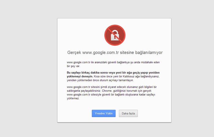 Gerçek www.google.com.tr sitesine bağlanılamıyor hatası ve çözümü